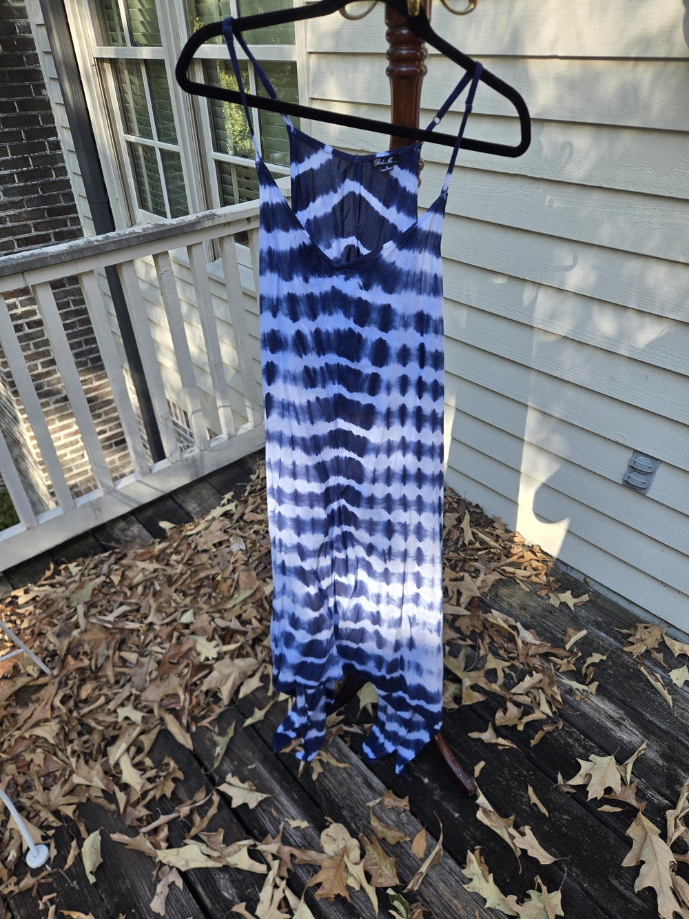 Women's Blue Tie-Dye Dress - Sleeveless Summer Dress